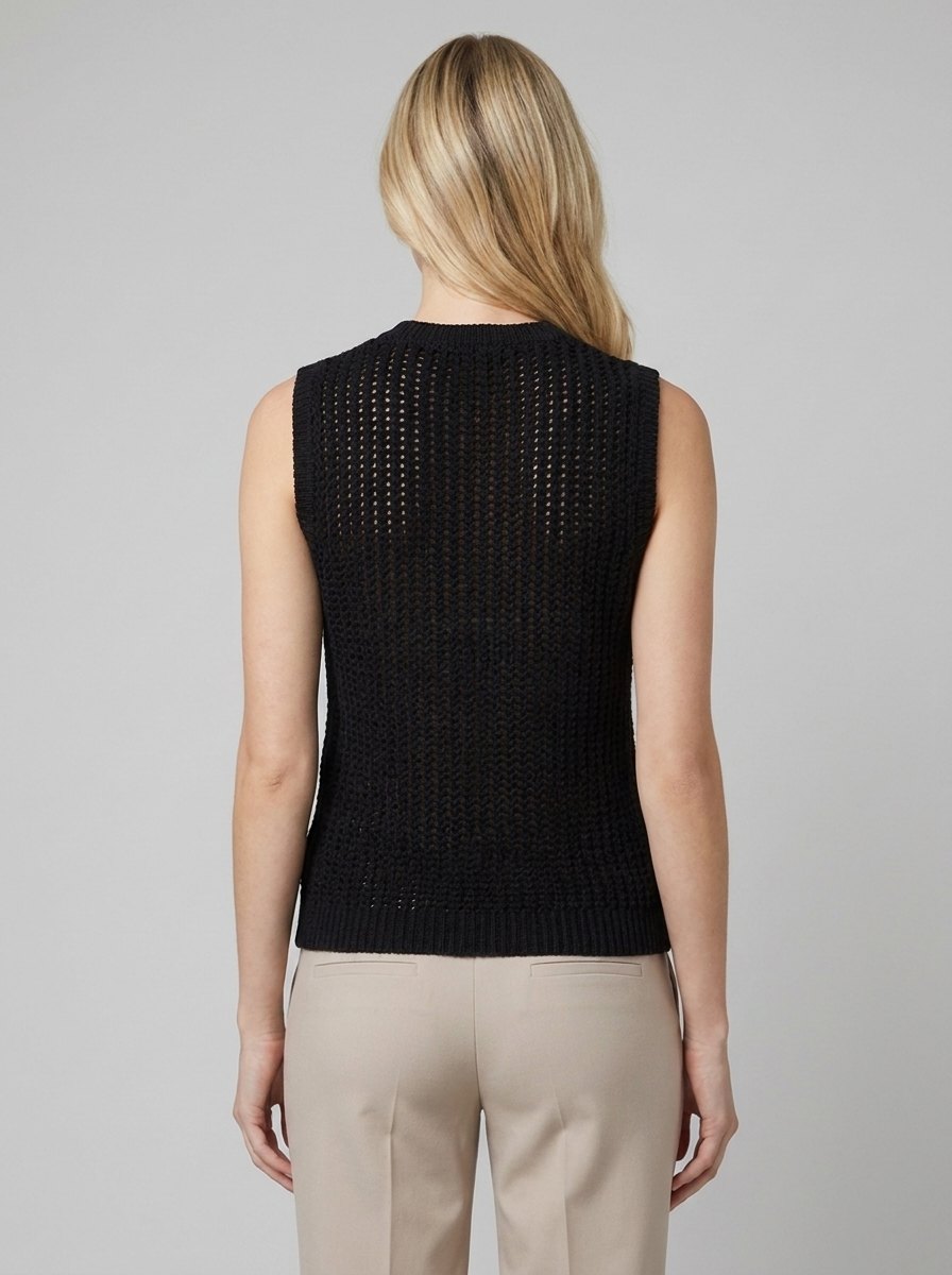 Amani Hollow Knit Tank | Lightweight White Sleeveless Top 3