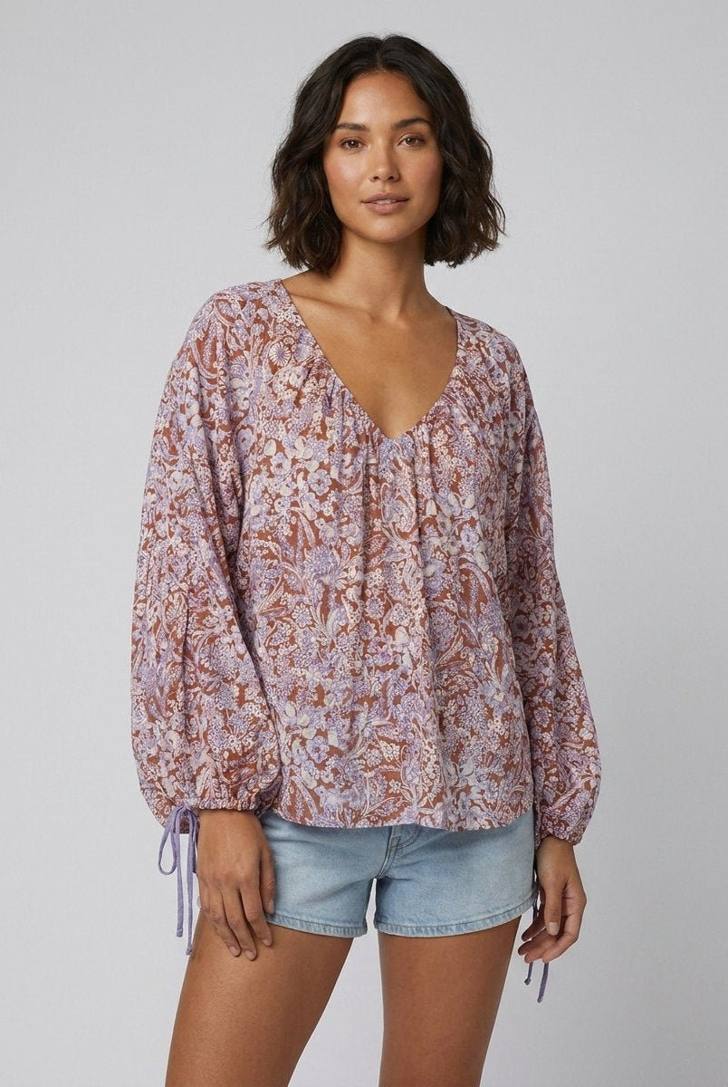 Arianna Floral Blouse | Organic Cotton Puff Sleeve Top for Women 1