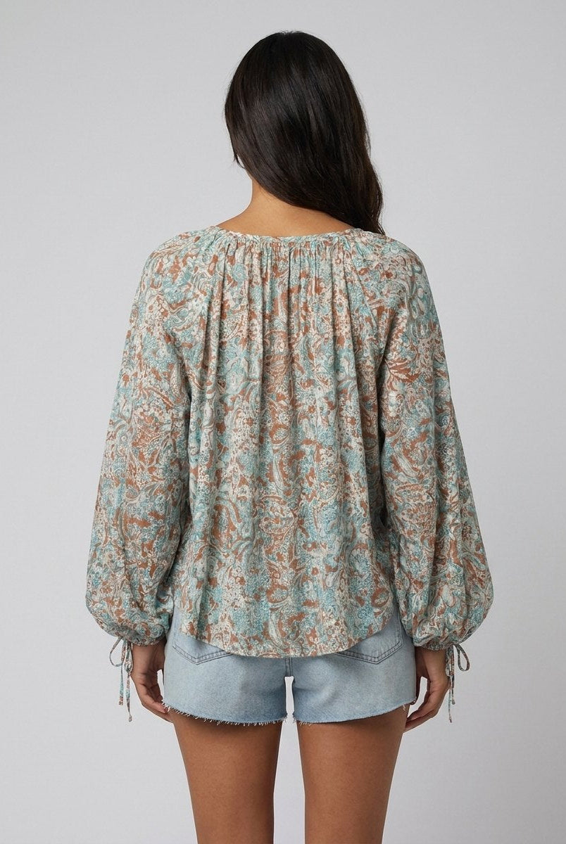 Arianna Floral Blouse | Organic Cotton Puff Sleeve Top for Women 2