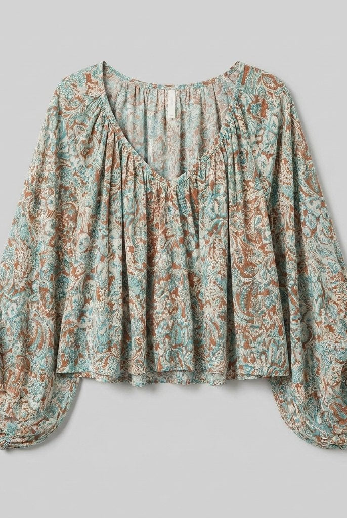 Arianna Floral Blouse | Organic Cotton Puff Sleeve Top for Women 3