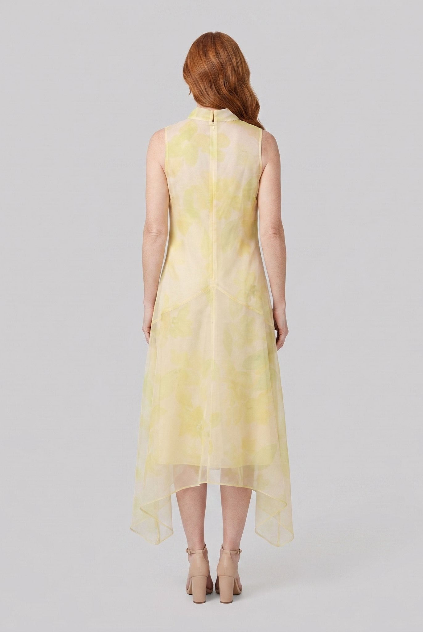 Auden Midi Dress | Sheer Organza Overlay, High-Low Hem, A-Line Summer Dress 3