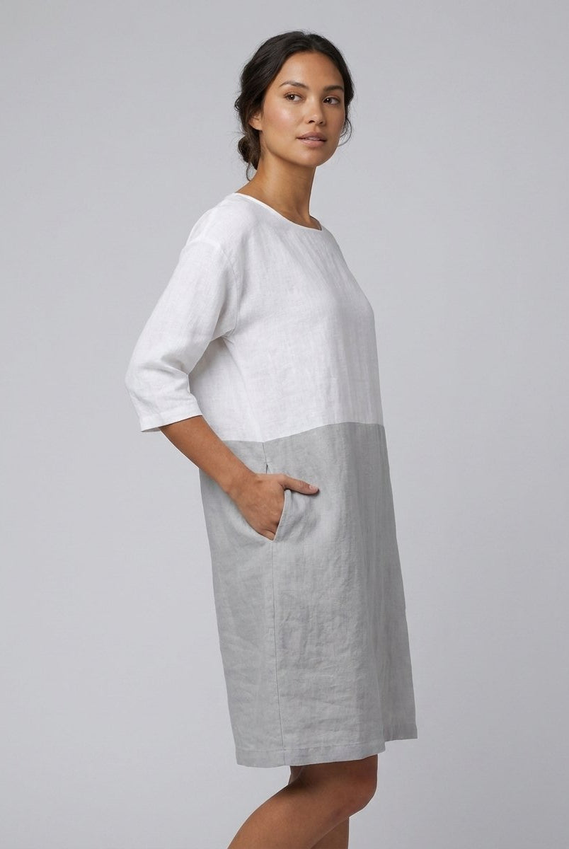 Aurelia Linen Dress | Color-Block, Relaxed Fit, Knee-Length Summer Dress for Women 1