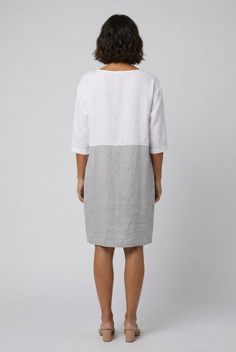 Aurelia Linen Dress | Color-Block, Relaxed Fit, Knee-Length Summer Dress for Women 3