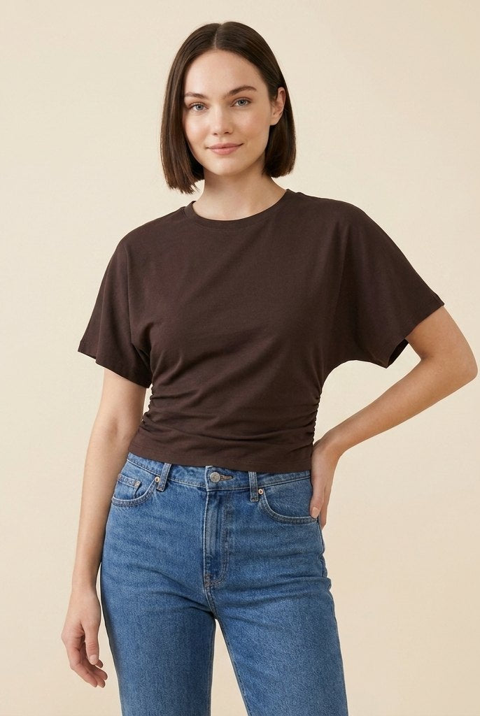 Ava Drape Tee | Premium Cotton Blend, Contoured Waist for Women 0