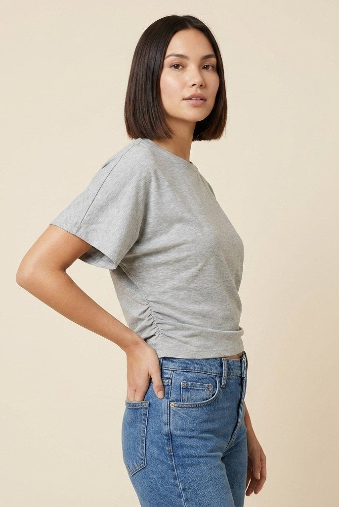 Ava Drape Tee | Premium Cotton Blend, Contoured Waist for Women 2