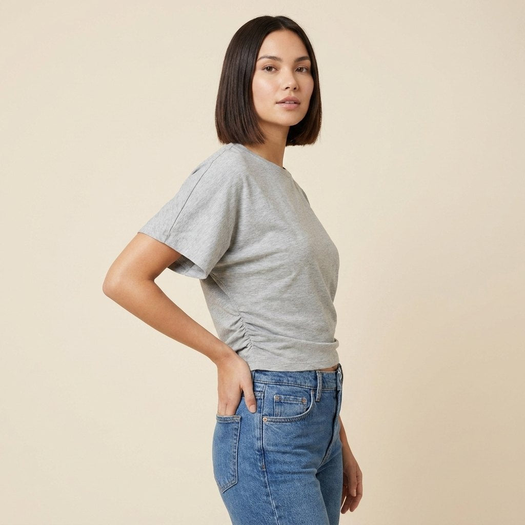 Ava Drape Tee | Premium Cotton Blend, Contoured Waist for Women 2