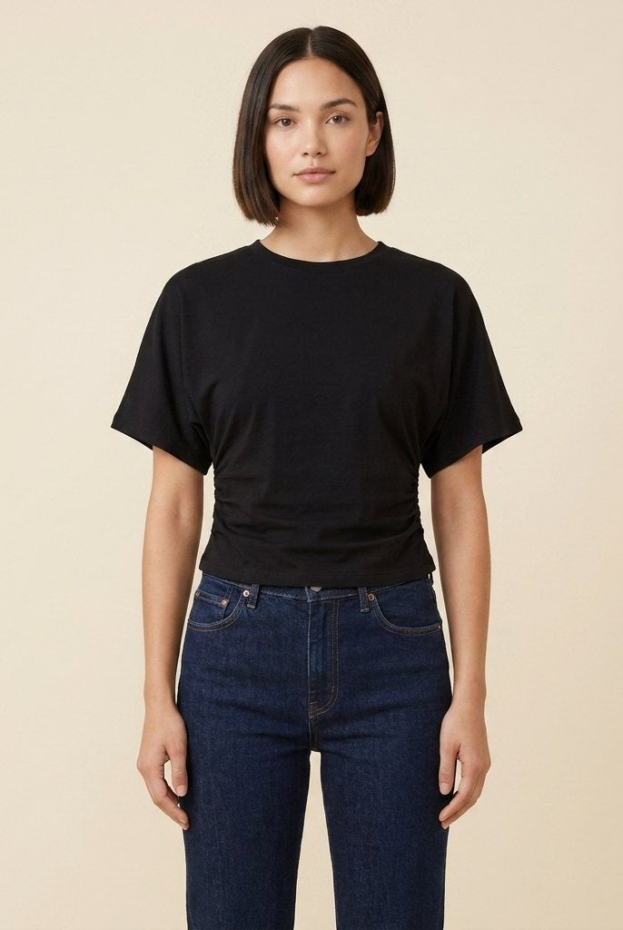 Ava Drape Tee | Premium Cotton Blend, Contoured Waist for Women 3
