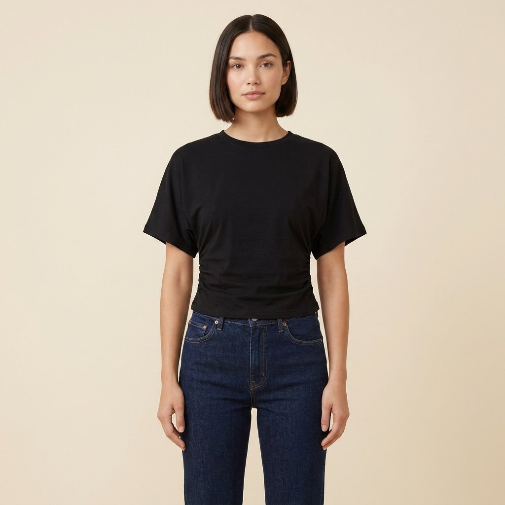 Ava Drape Tee | Premium Cotton Blend, Contoured Waist for Women 3