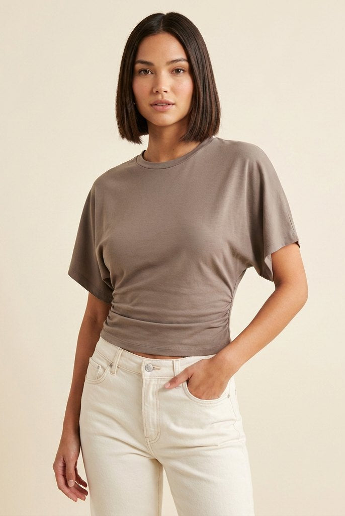Ava Drape Tee | Premium Cotton Blend, Contoured Waist for Women 4