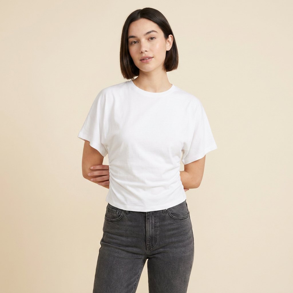 Ava Drape Tee | Premium Cotton Blend, Contoured Waist for Women 5