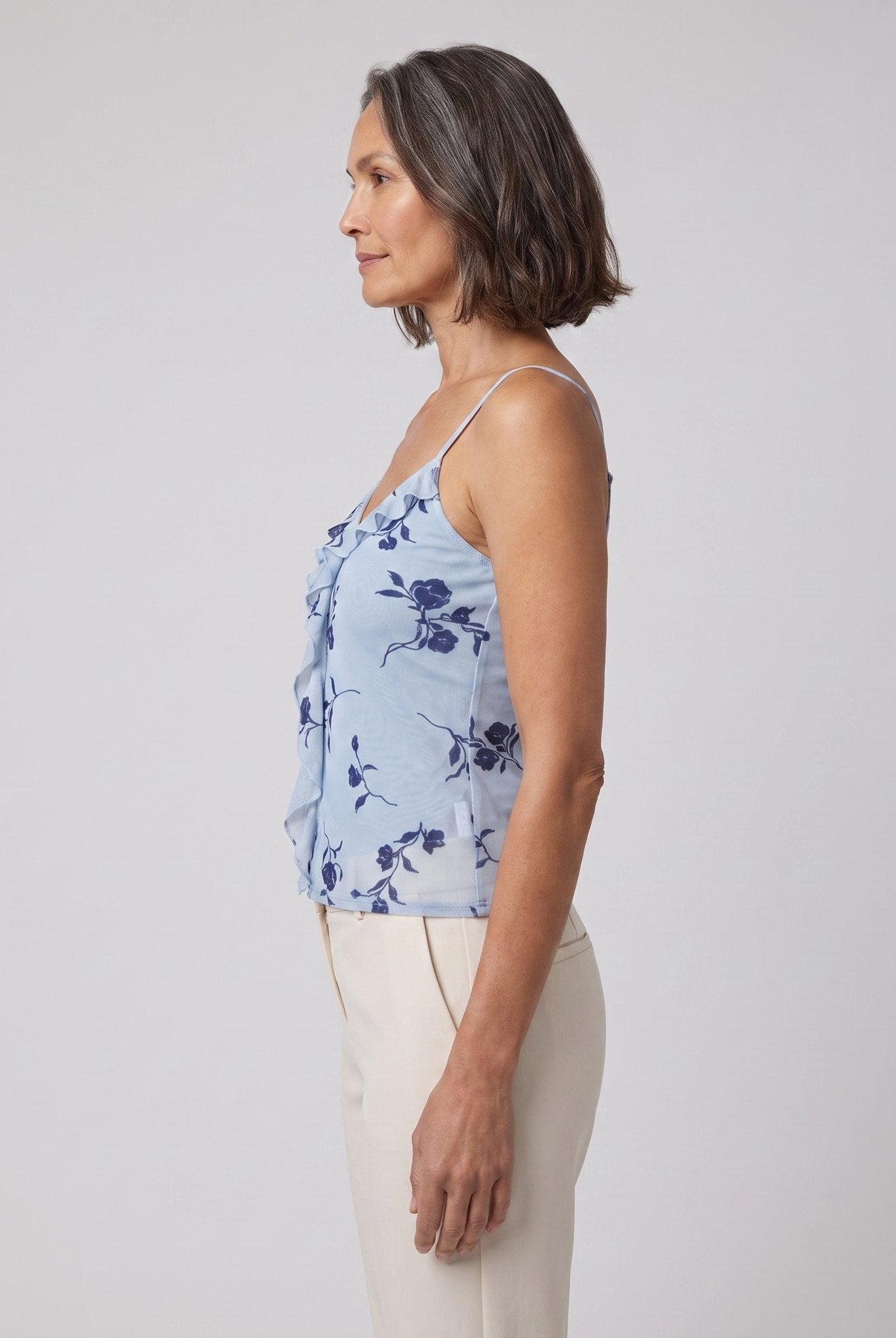 Ava Floral Cami Top | Fitted, Frill Detail, Perfect for Going Out 2