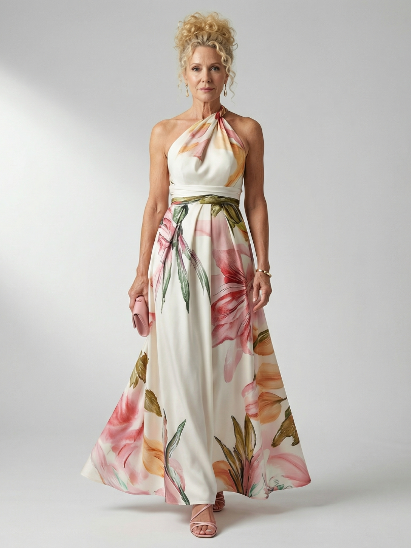 Ava Floral Maxi Dress | Lightweight, Sleeveless Halter for Summer 0