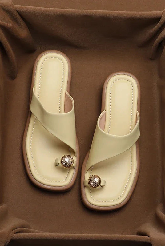 Ava Leather Slides | 100% Leather, Square Toe, Sculpted Block Heel 2