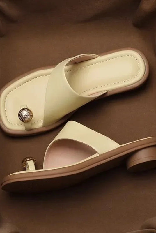 Ava Leather Slides | 100% Leather, Square Toe, Sculpted Block Heel 7