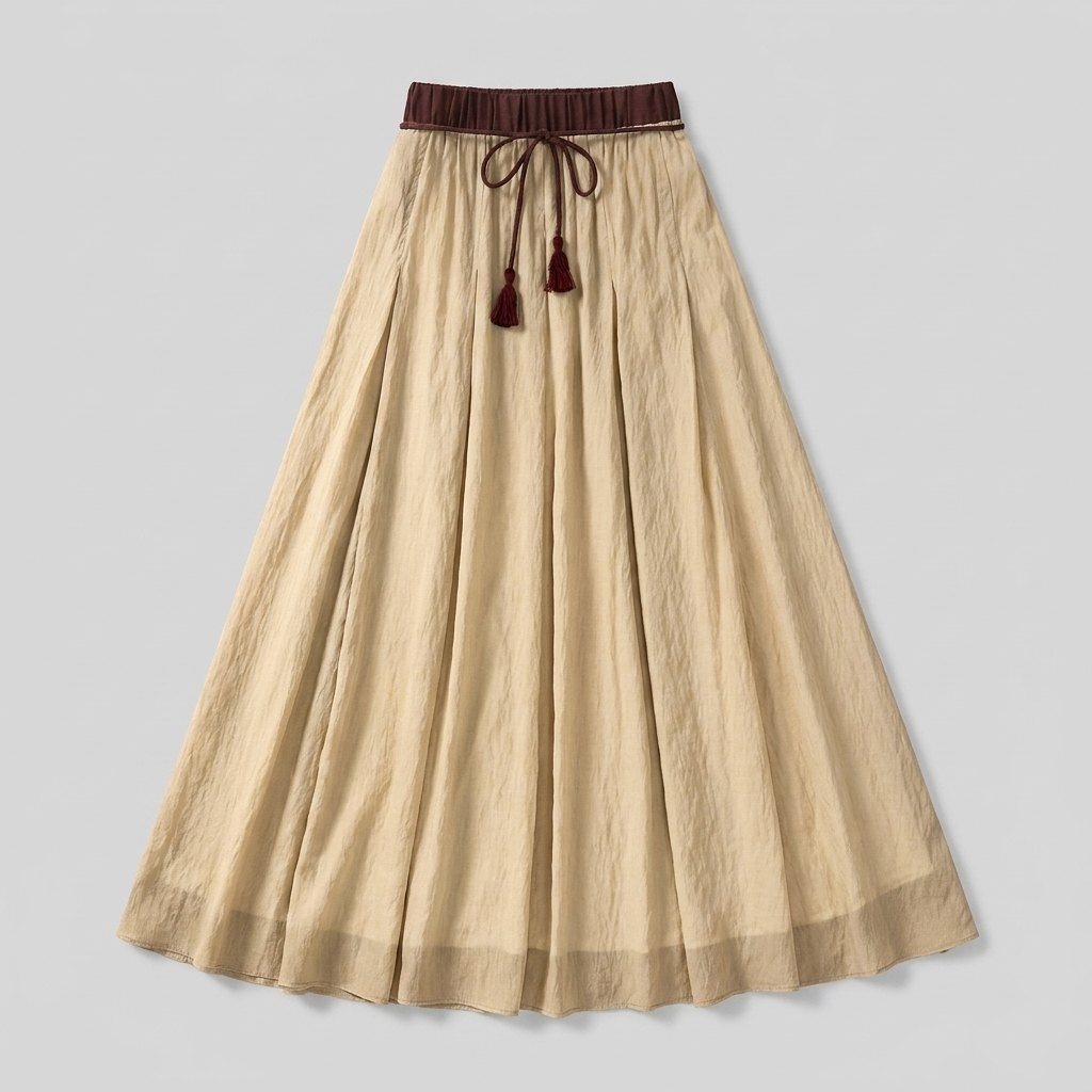 Ava Maxi Skirt | Lightweight Linen A-Line with Tassel Waist Detail 4