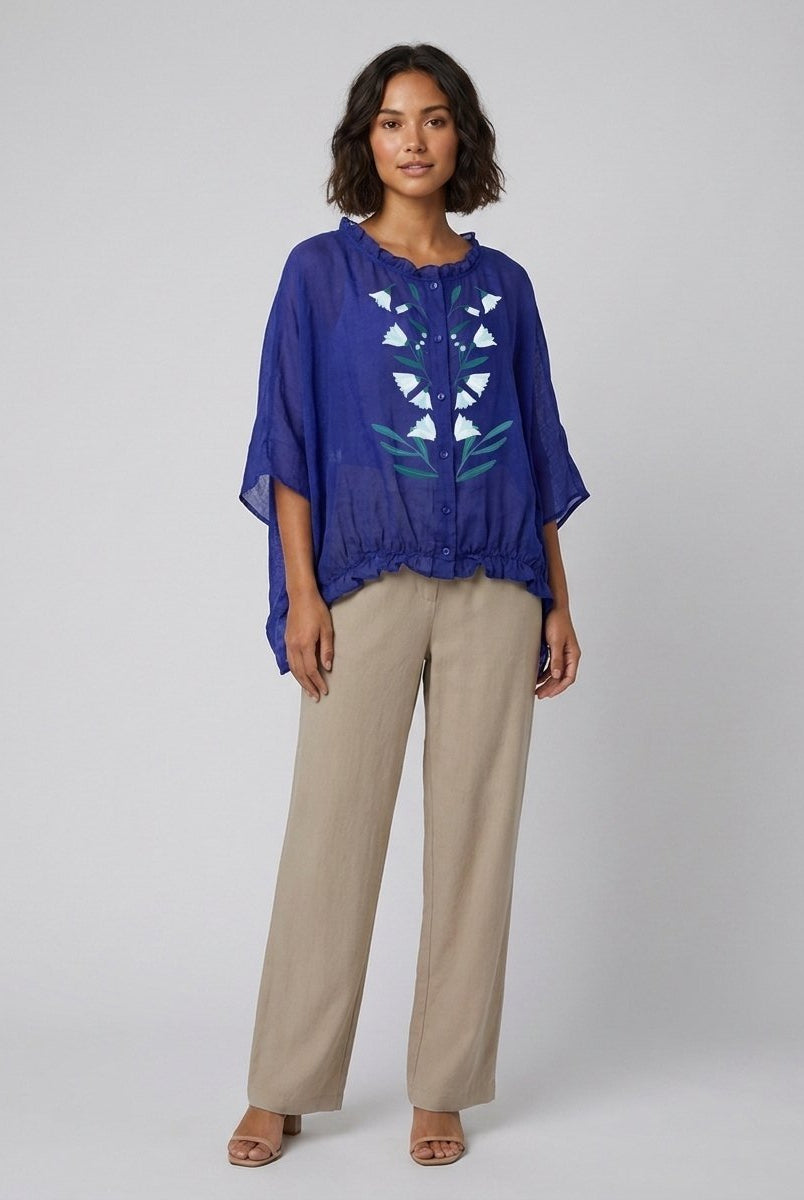 Aveline Ruffle Blouse | Cotton-Linen Blend Plus Size Top 7