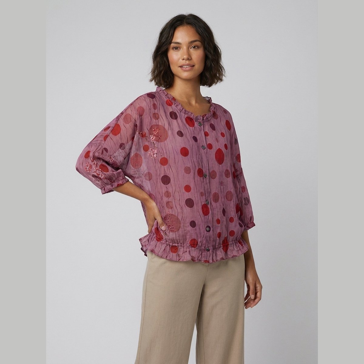 Aveline Ruffle Blouse | Cotton-Linen Blend Plus Size Top 9