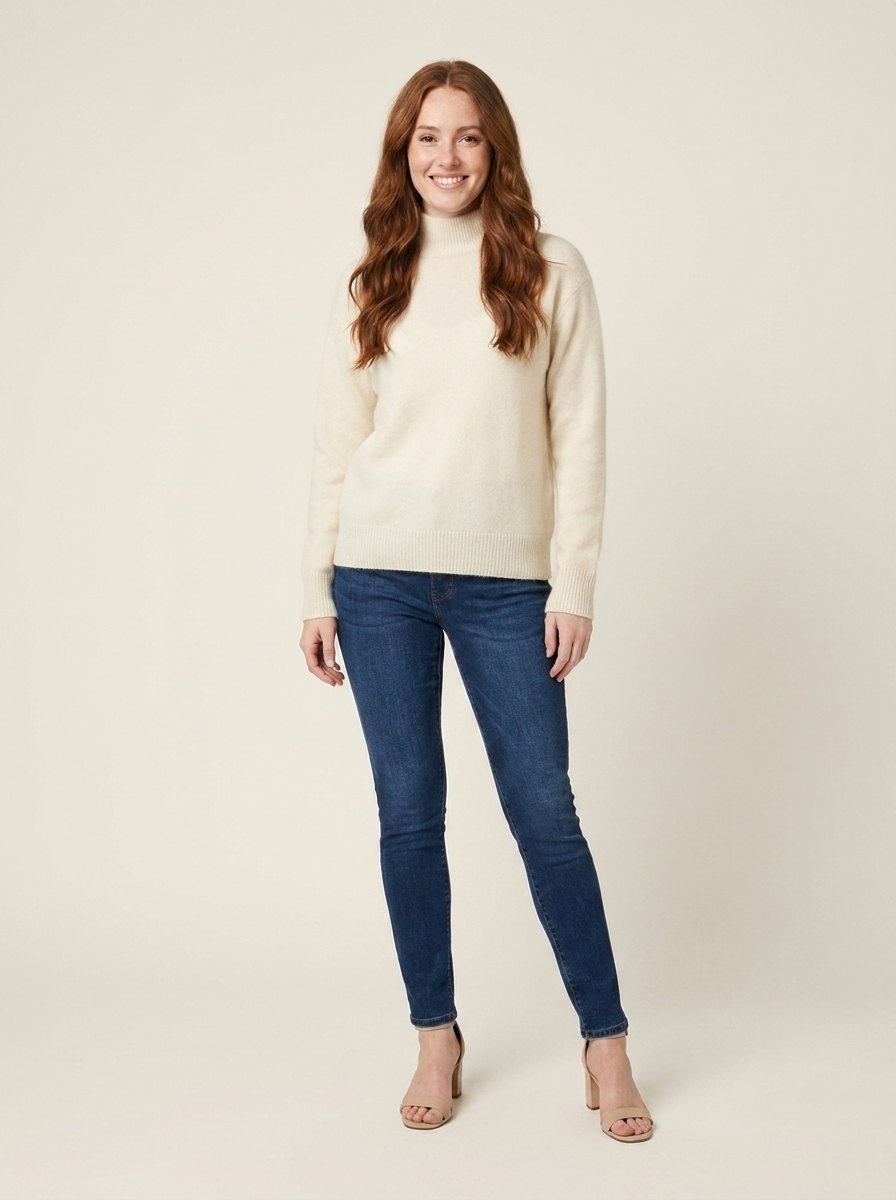 Avery Cashmere Sweater | High Neck Ribbed Knit for Women 0