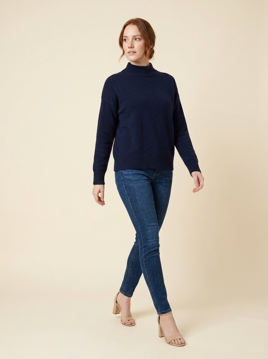 Avery Cashmere Sweater | High Neck Ribbed Knit for Women 2