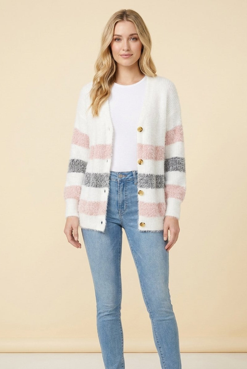 Ayla Long Cardigan | Striped, Relaxed Fit, Button-Down 1