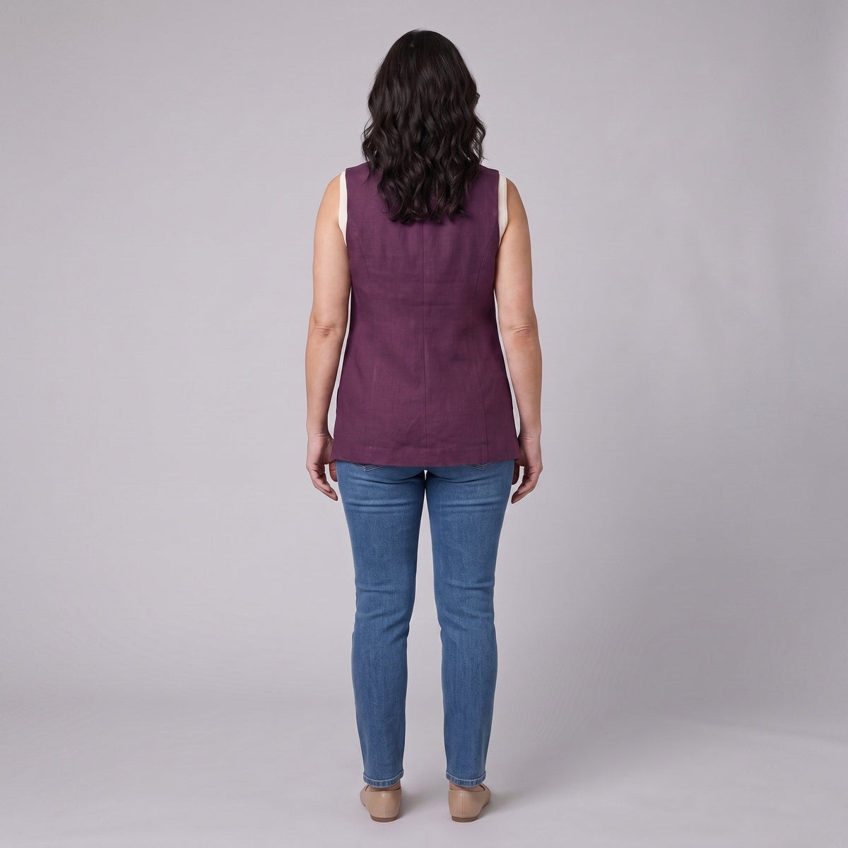 Blythe Vest | Deep Aubergine, Fully Lined, V-Neck 3