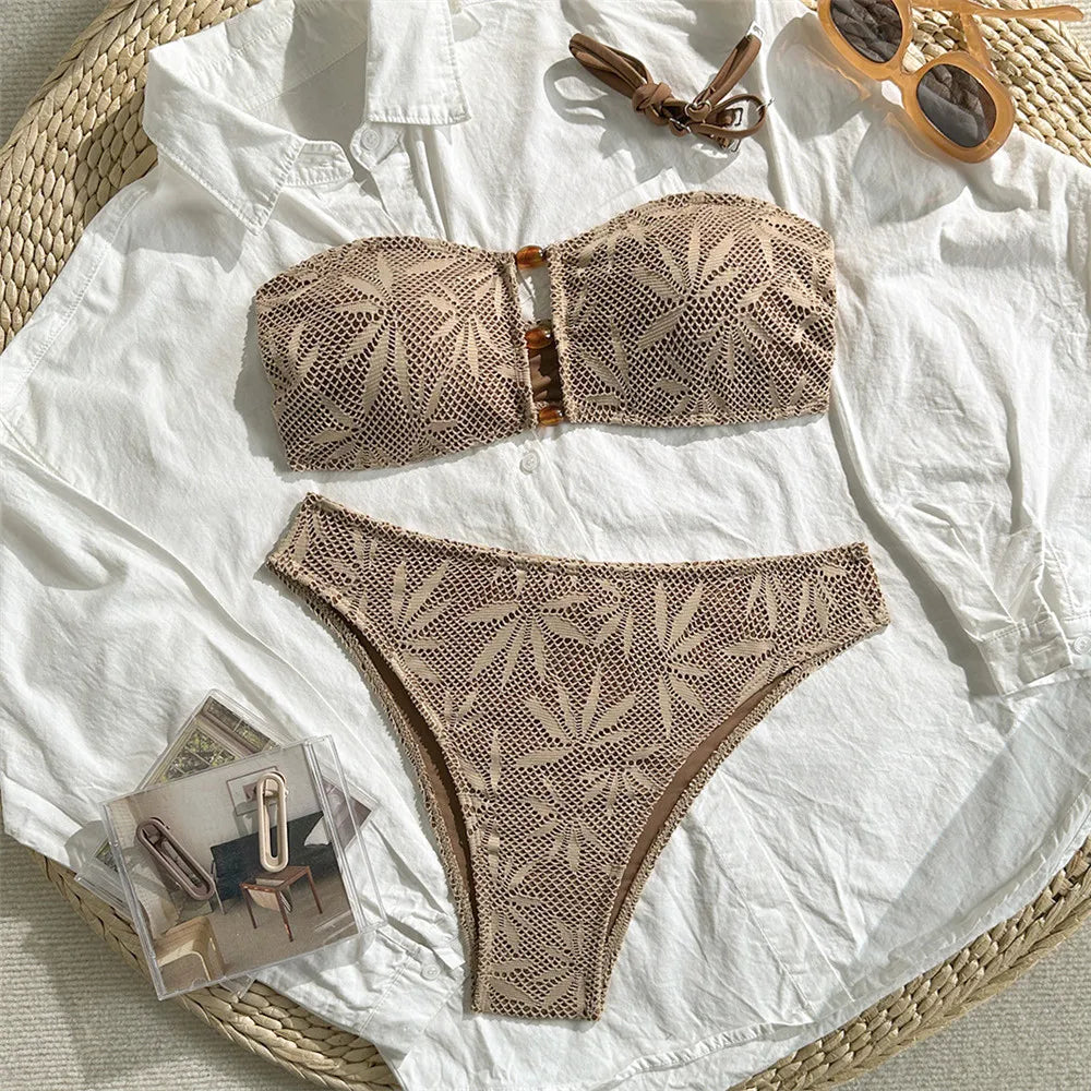 Breezy Bikini Set | Strapless, Hollow Out Design 0
