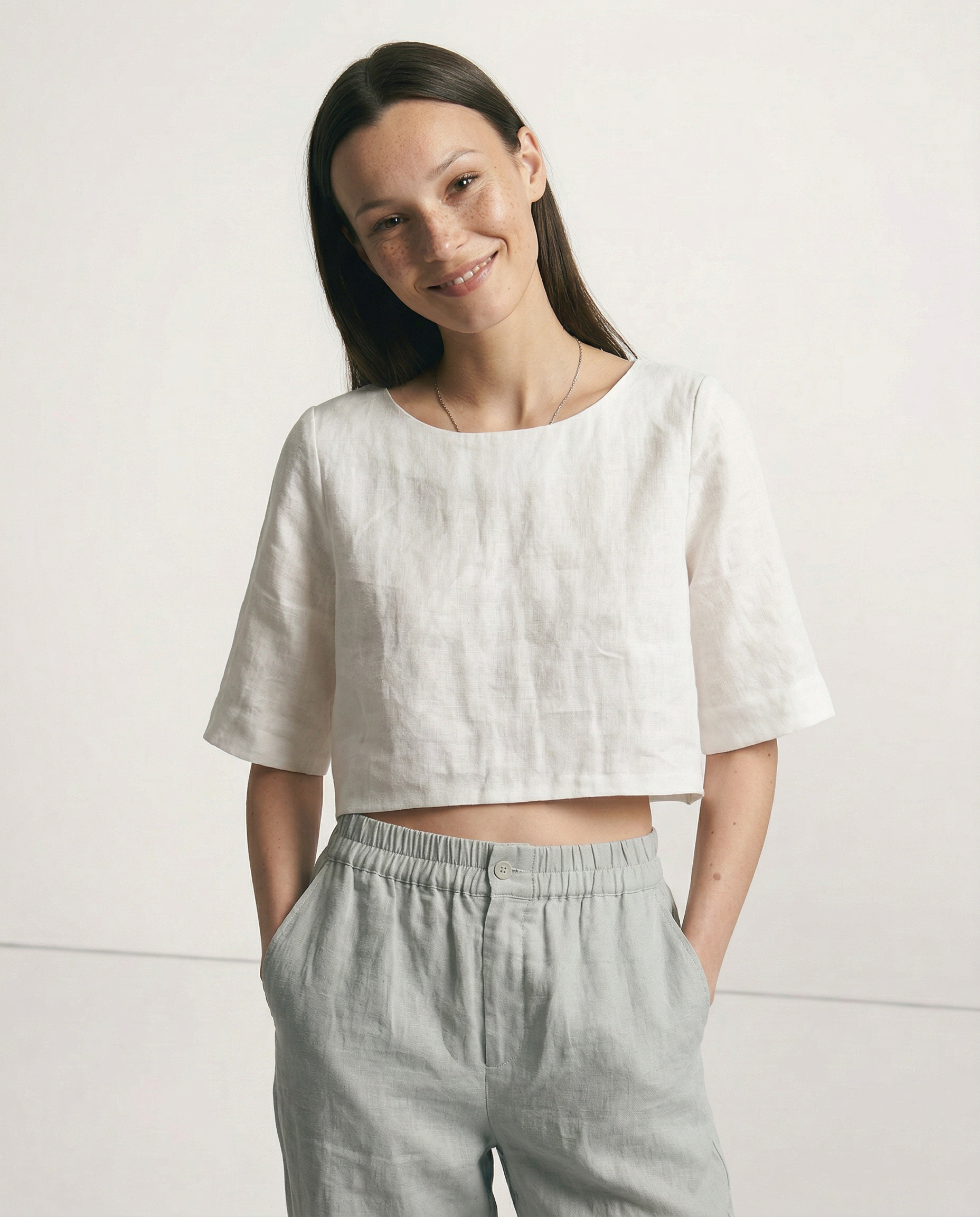 Breezy Boxy Crop Top | 100% Pure Linen, Oversized Fit 3