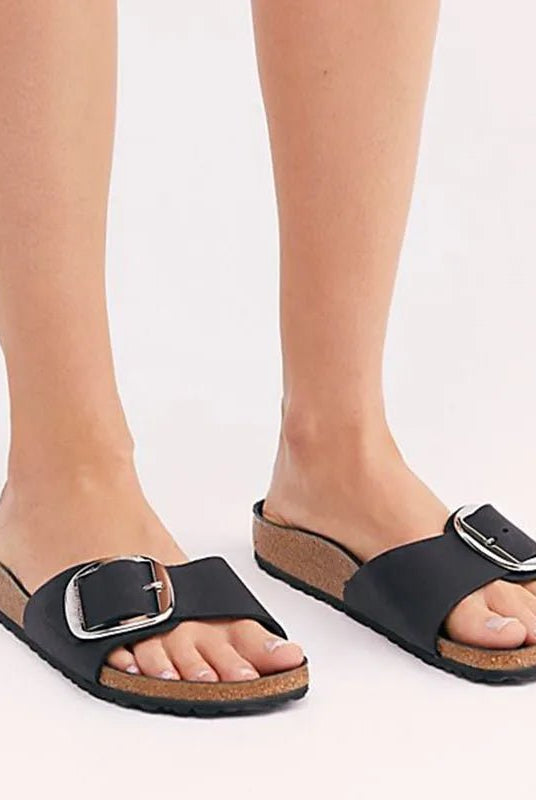 Brielle Orthopedic Slides | Suede Strap, Cork Footbed 1