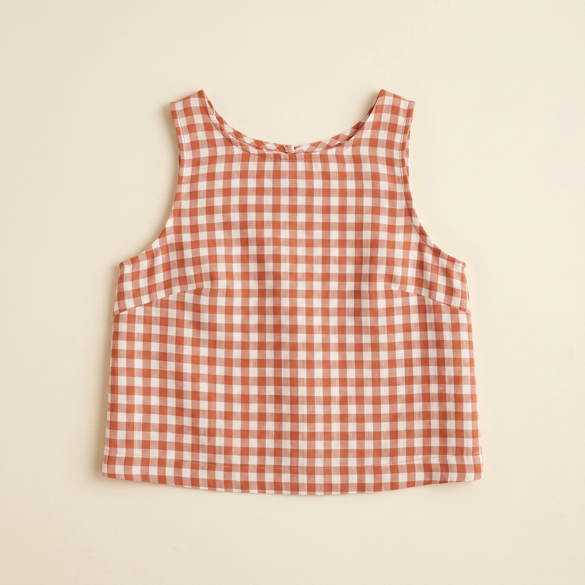 Bryn Going Out Top | Lightweight Gingham Linen Sleeveless Blouse for Women 5