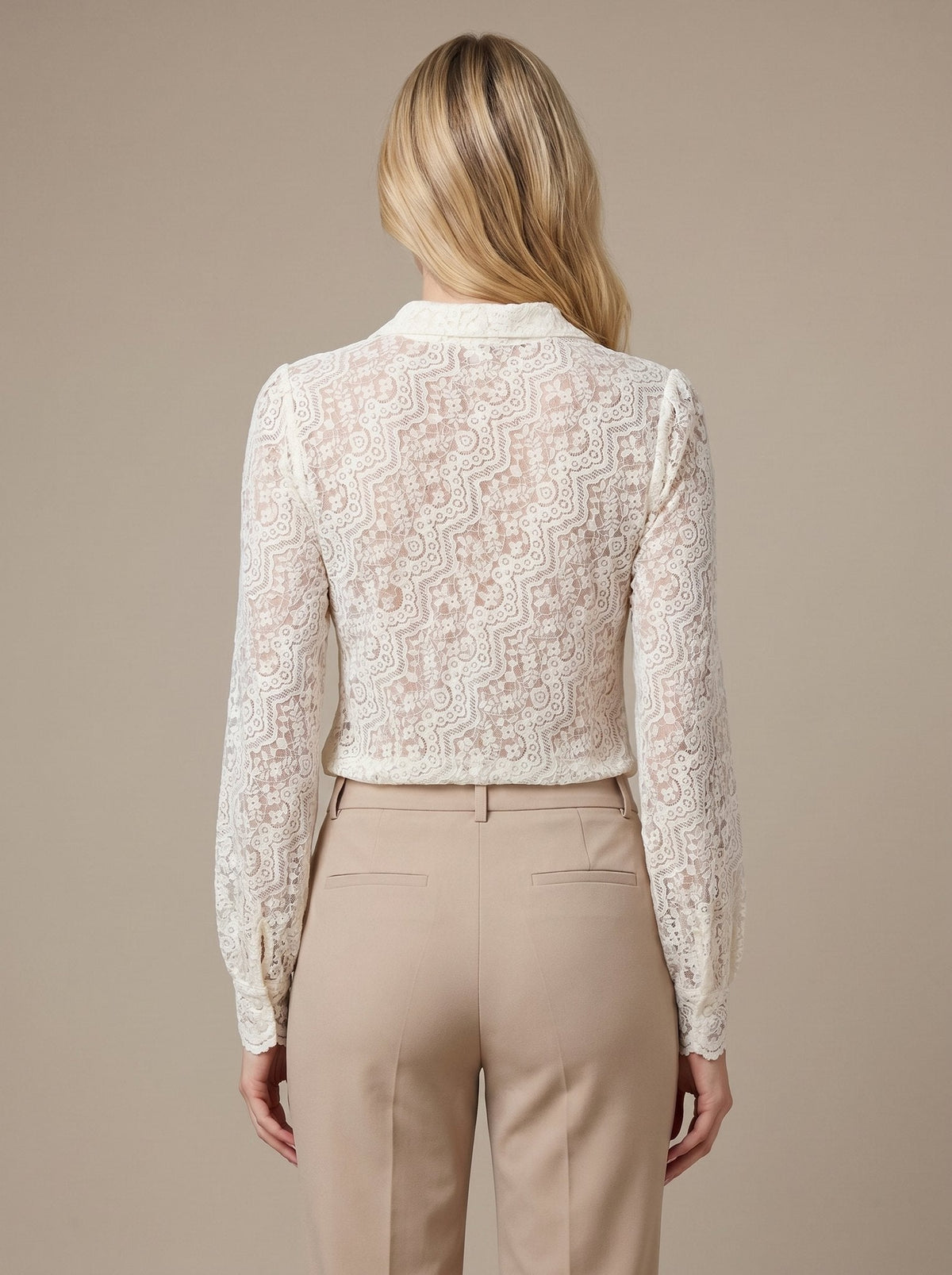 Bryn Puff Sleeve Blouse | V-Neck, Delicate Floral Knit, Long Sleeve 2
