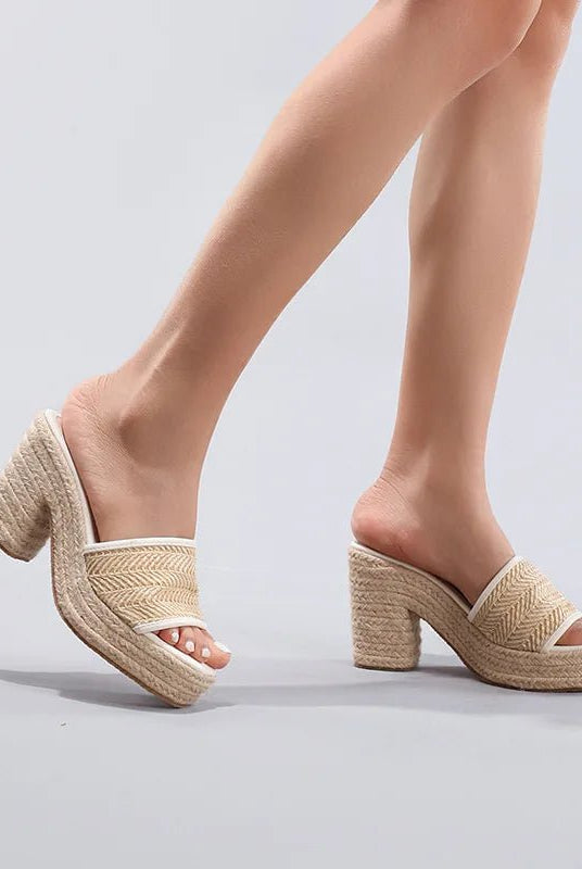 Célie Women's Heels | Woven Raffia Upper, Chunky Heel 2