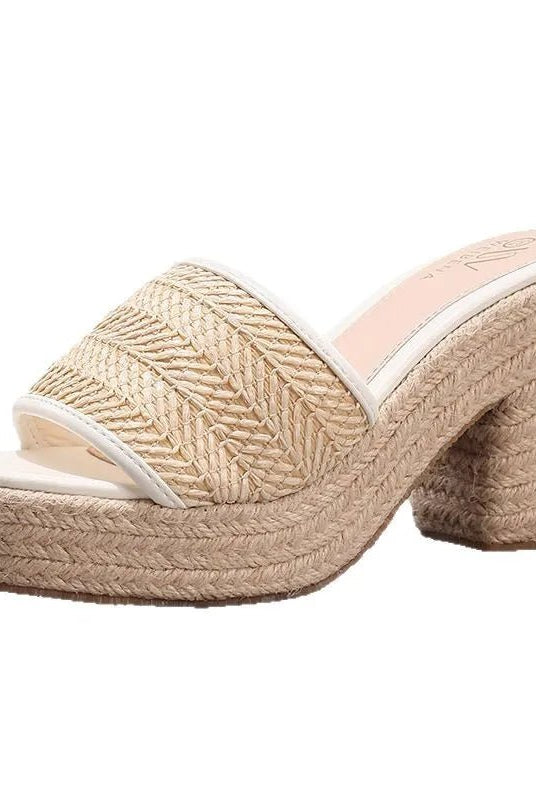 Célie Women's Heels | Woven Raffia Upper, Chunky Heel 3