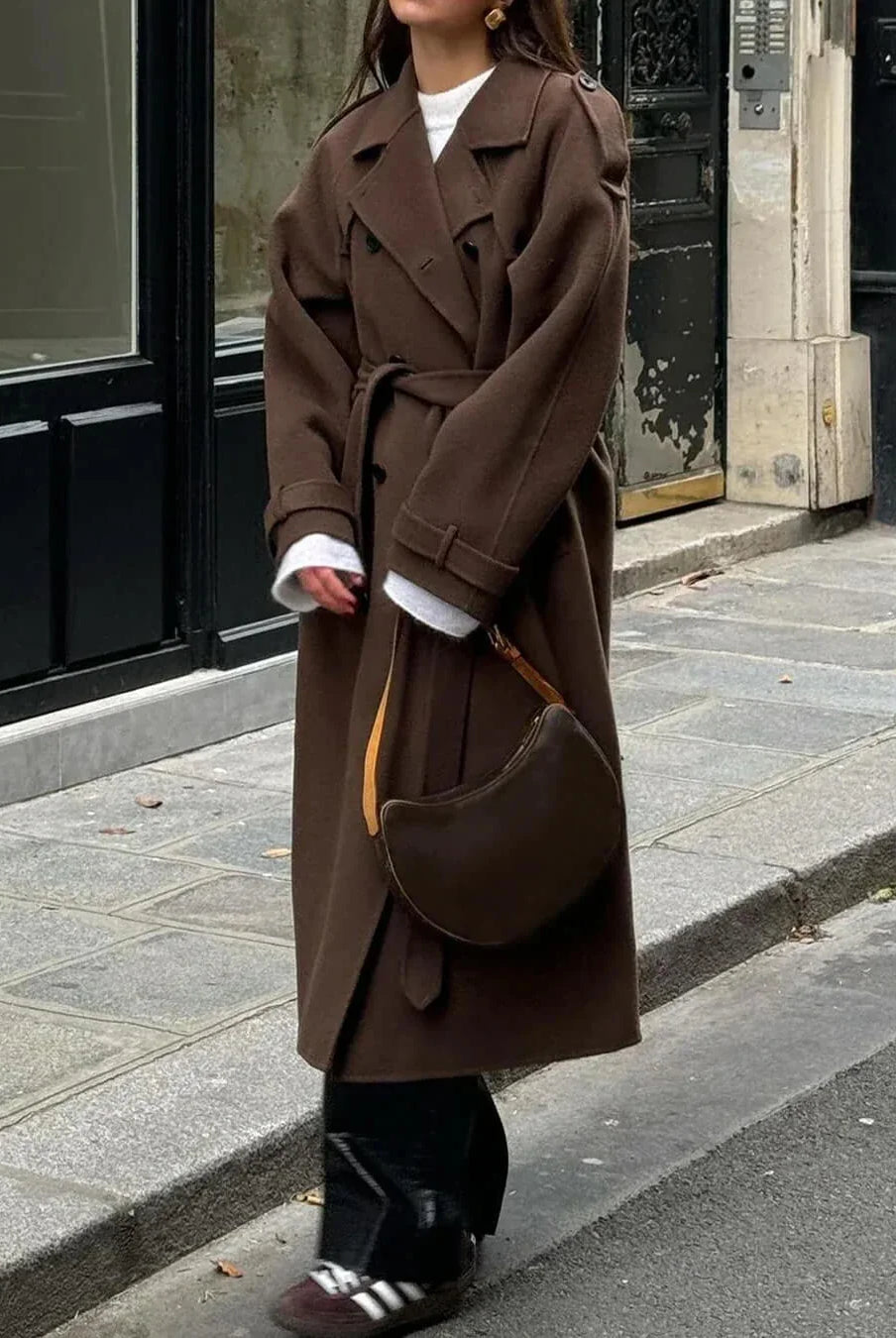 Cleo Black Trench Coat Women | Tailored Fit, Warm Blend Fabric 0