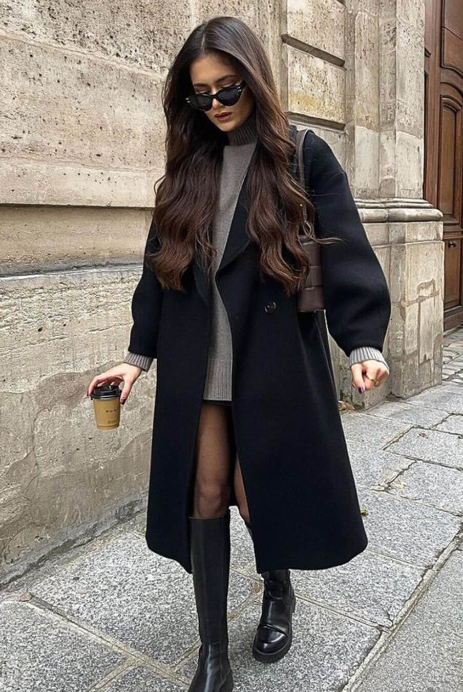 Cleo Black Trench Coat Women | Tailored Fit, Warm Blend Fabric 7