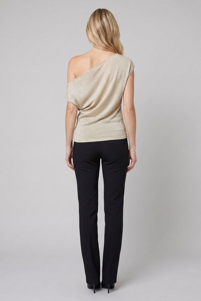 Cleo Metallic Knit Top | Off-Shoulder, Fitted Evening Going Out Top 3