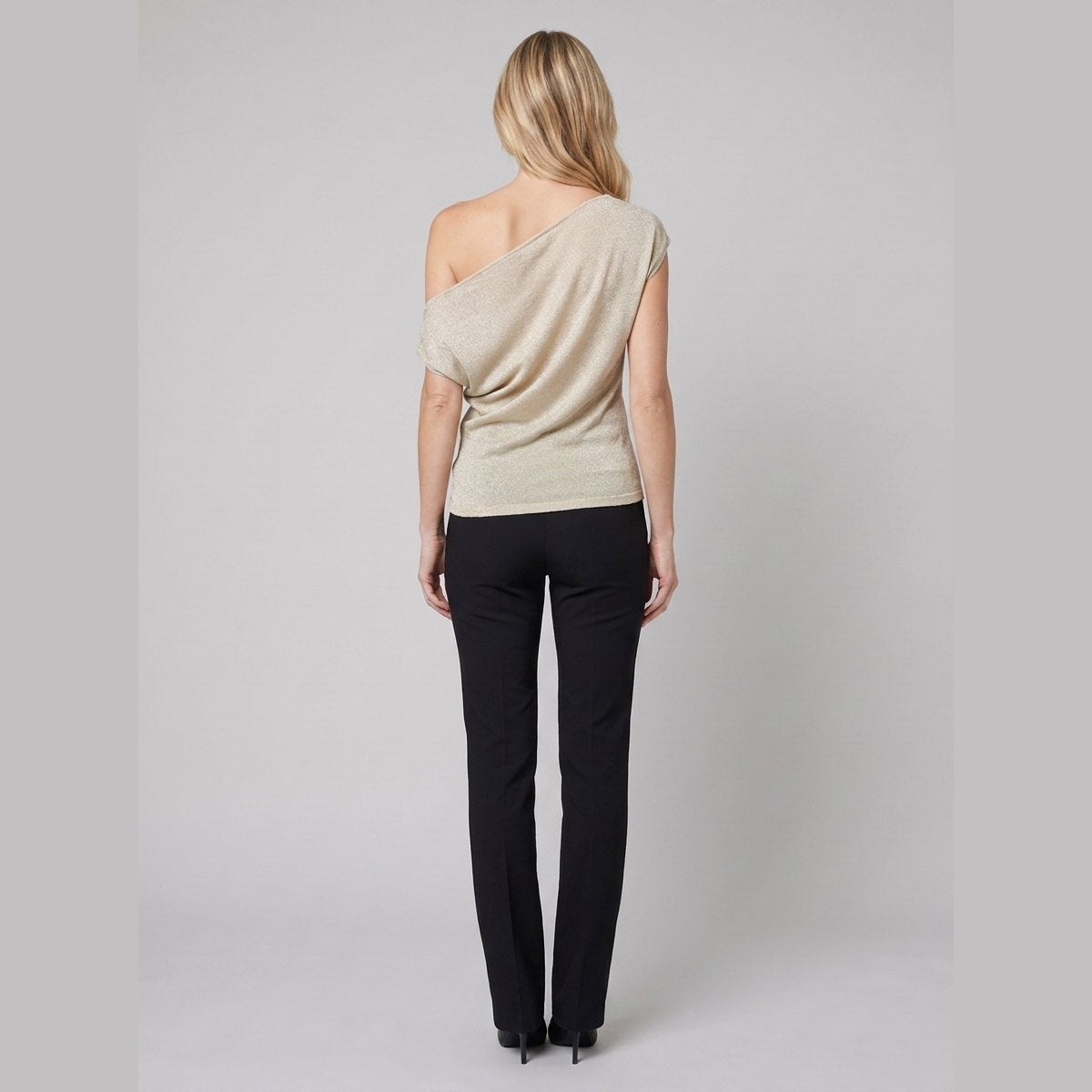Cleo Metallic Knit Top | Off-Shoulder, Fitted Evening Going Out Top 3