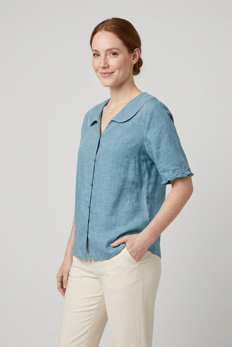 Cleo Womens Blouse | Cotton-Linen Blend, Elegant Summer Design 1