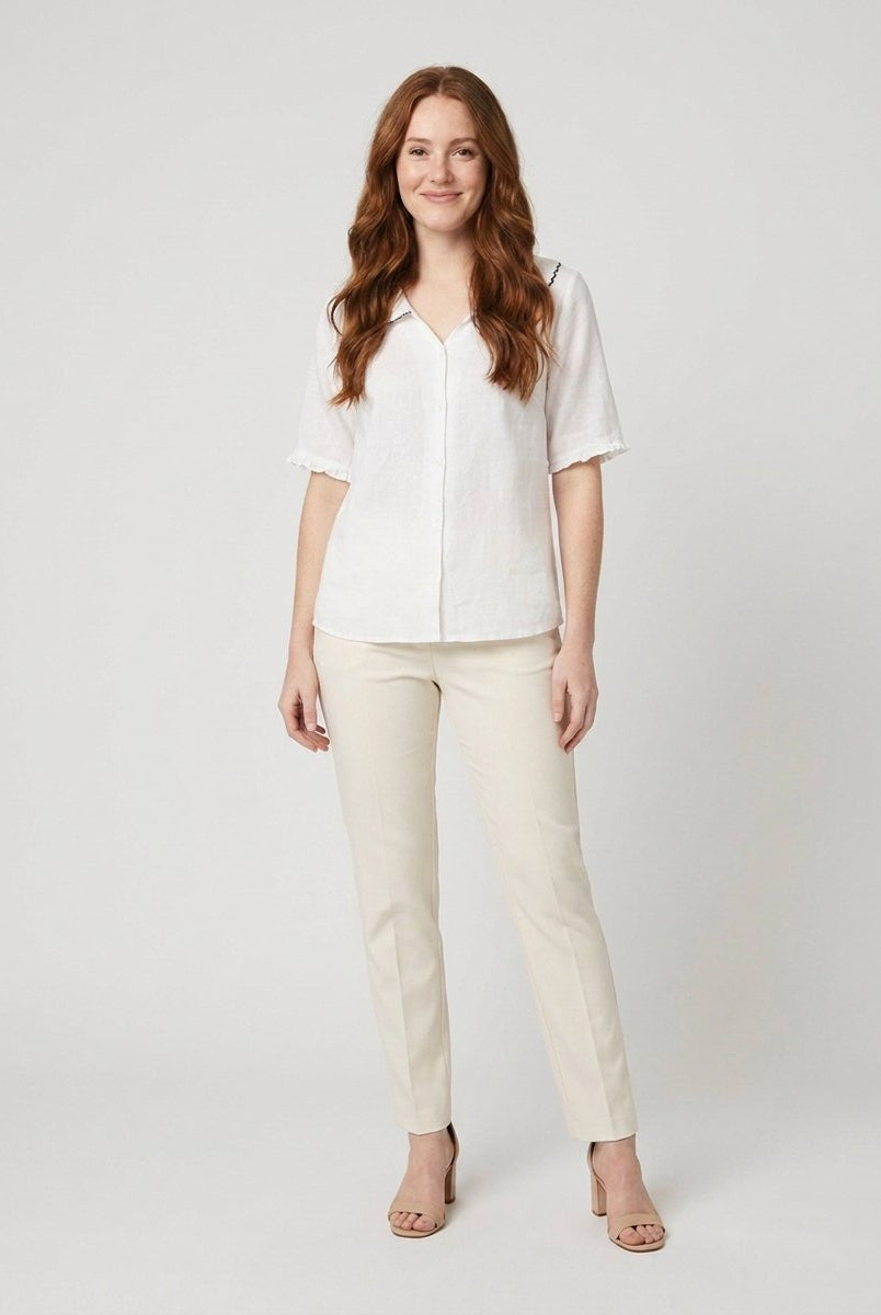 Cleo Womens Blouse | Cotton-Linen Blend, Elegant Summer Design 4