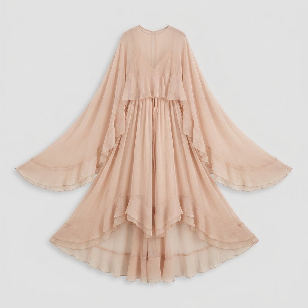 Cora Chiffon Maxi Dress | Sheer Layered, Long Sleeves for Women 2