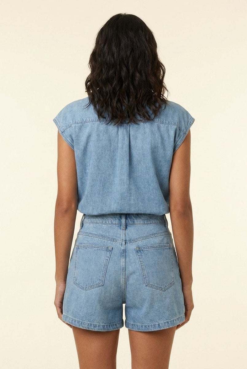 Daisy Denim Set | Cotton Blend Blouse and Shorts for Girls 3