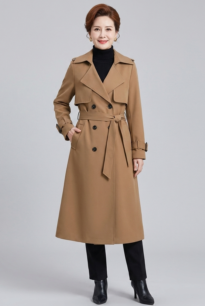 Dalia Maxi Trench Coat Women | Double Breasted, Belted, Relaxed Fit 1