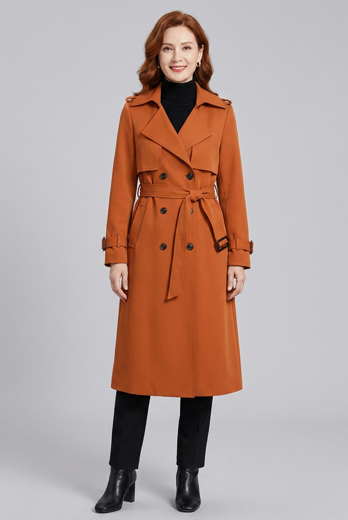 Dalia Maxi Trench Coat Women | Double Breasted, Belted, Relaxed Fit 7