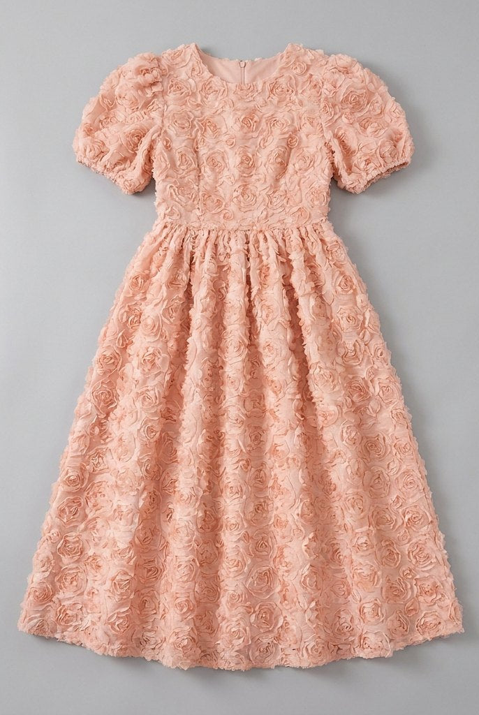 Dara Midi Dress | Lightweight Floral, Puff Sleeves - Ideal for Wedding Guests and Summer Events 4