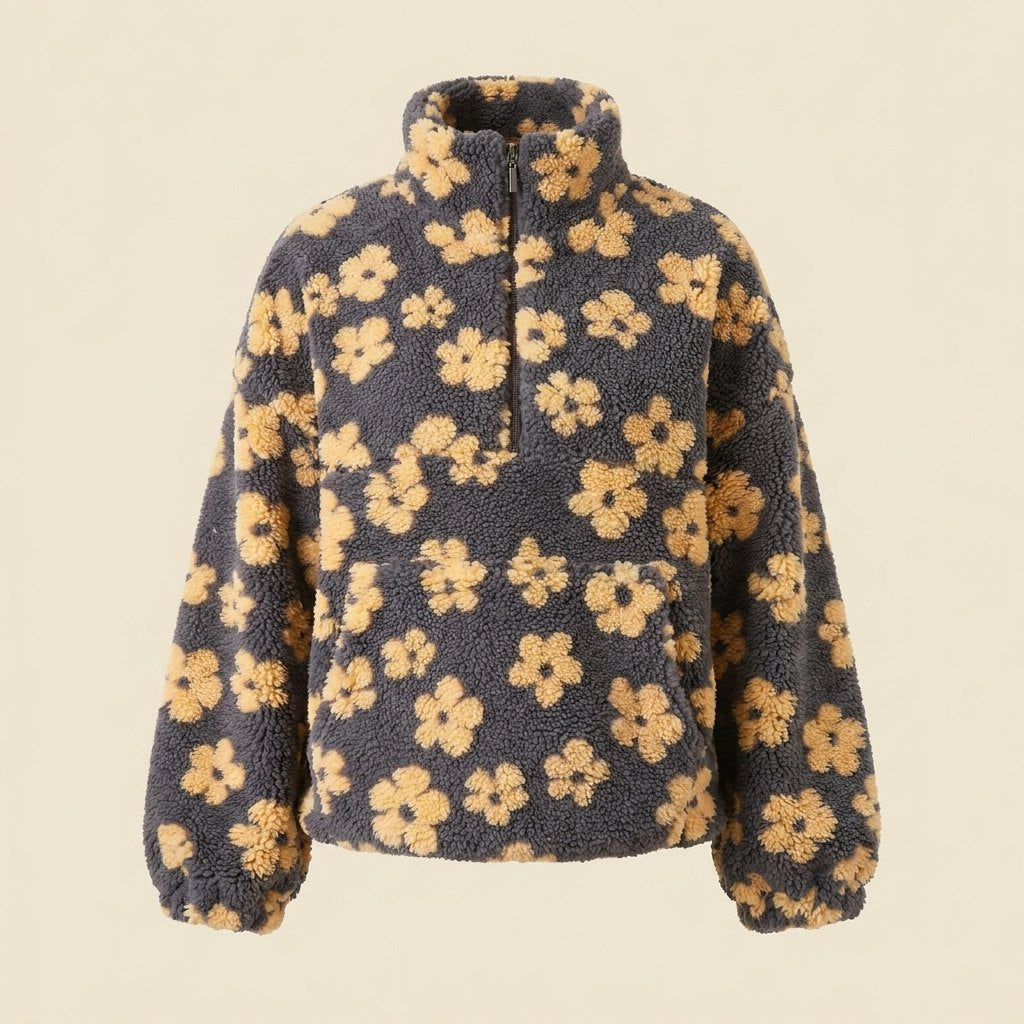 Dara Oversized Sweater for Women | Ultra-Soft Sherpa Fleece, Boho Floral Design 4