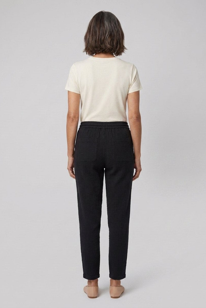 Dara Tapered Trousers Womens | Double Gauze Cotton, Elastic Waistband 3