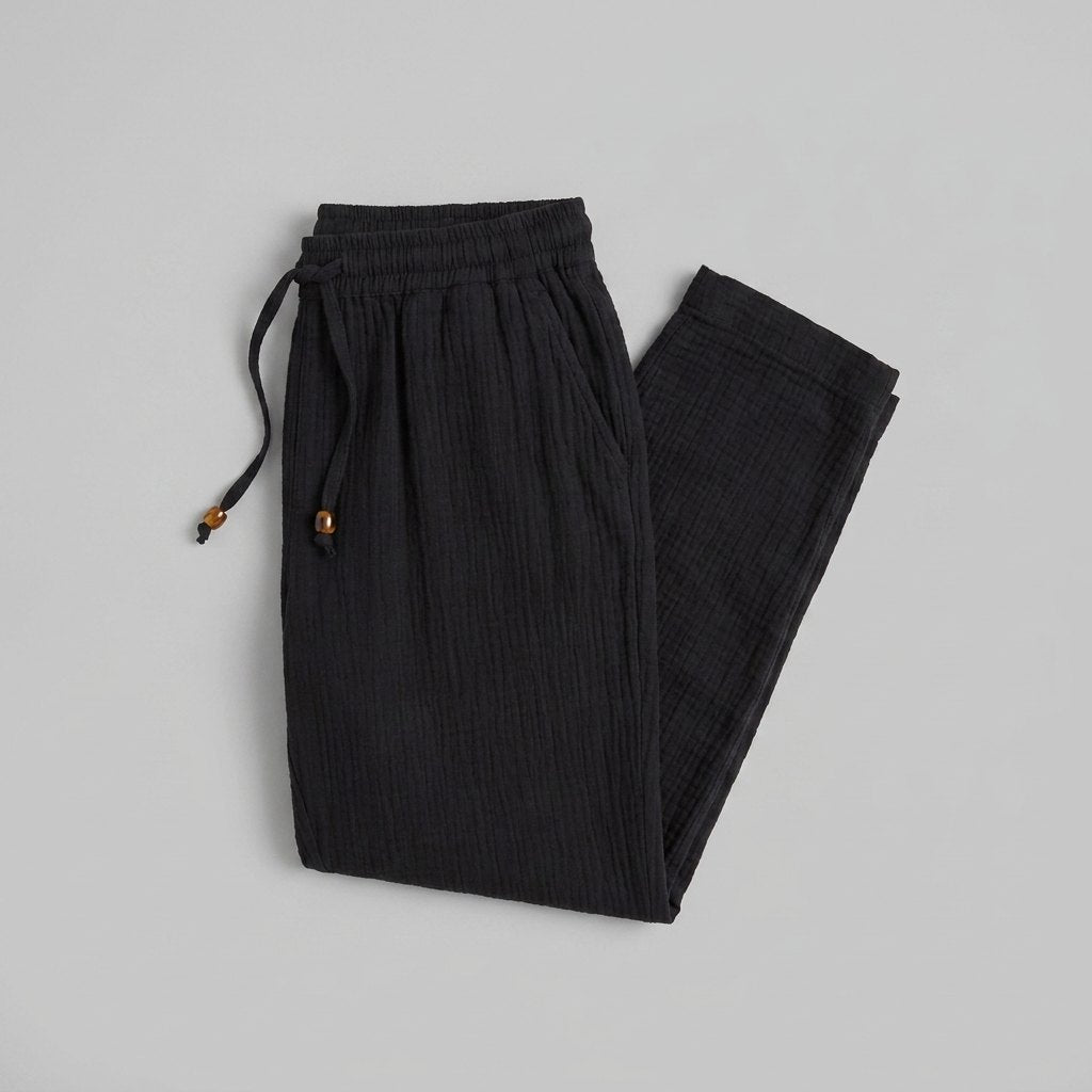 Dara Tapered Trousers Womens | Double Gauze Cotton, Elastic Waistband 4