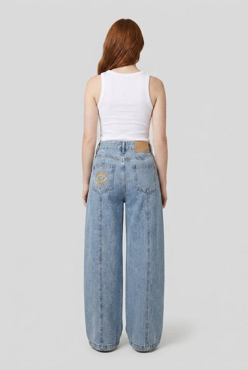 Dara Wide Leg Jeans | Denim with Metallic Accents for Women 3