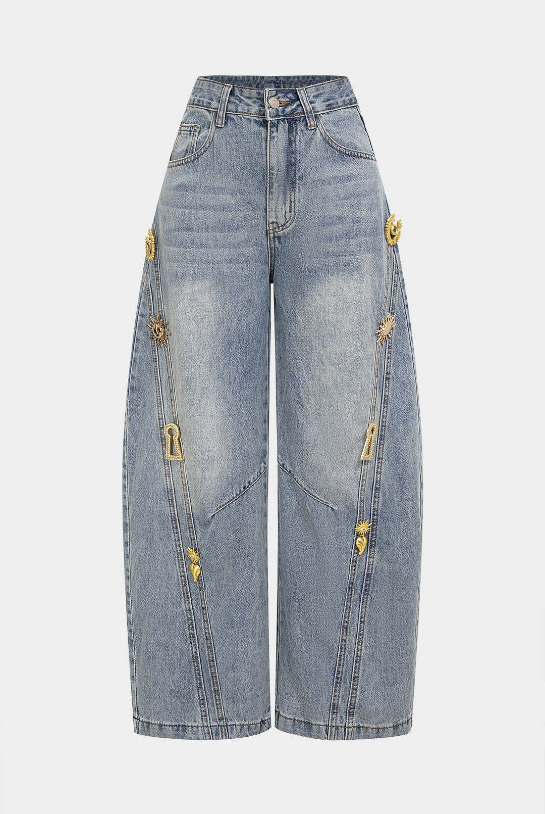 Dara Wide Leg Jeans | Denim with Metallic Accents for Women 4