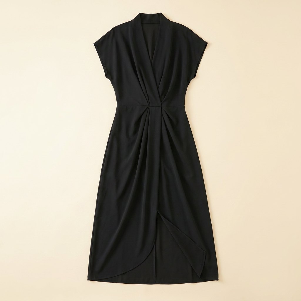 Dara Women's Dress | Draped Front, Midi Length with Side Slit 8