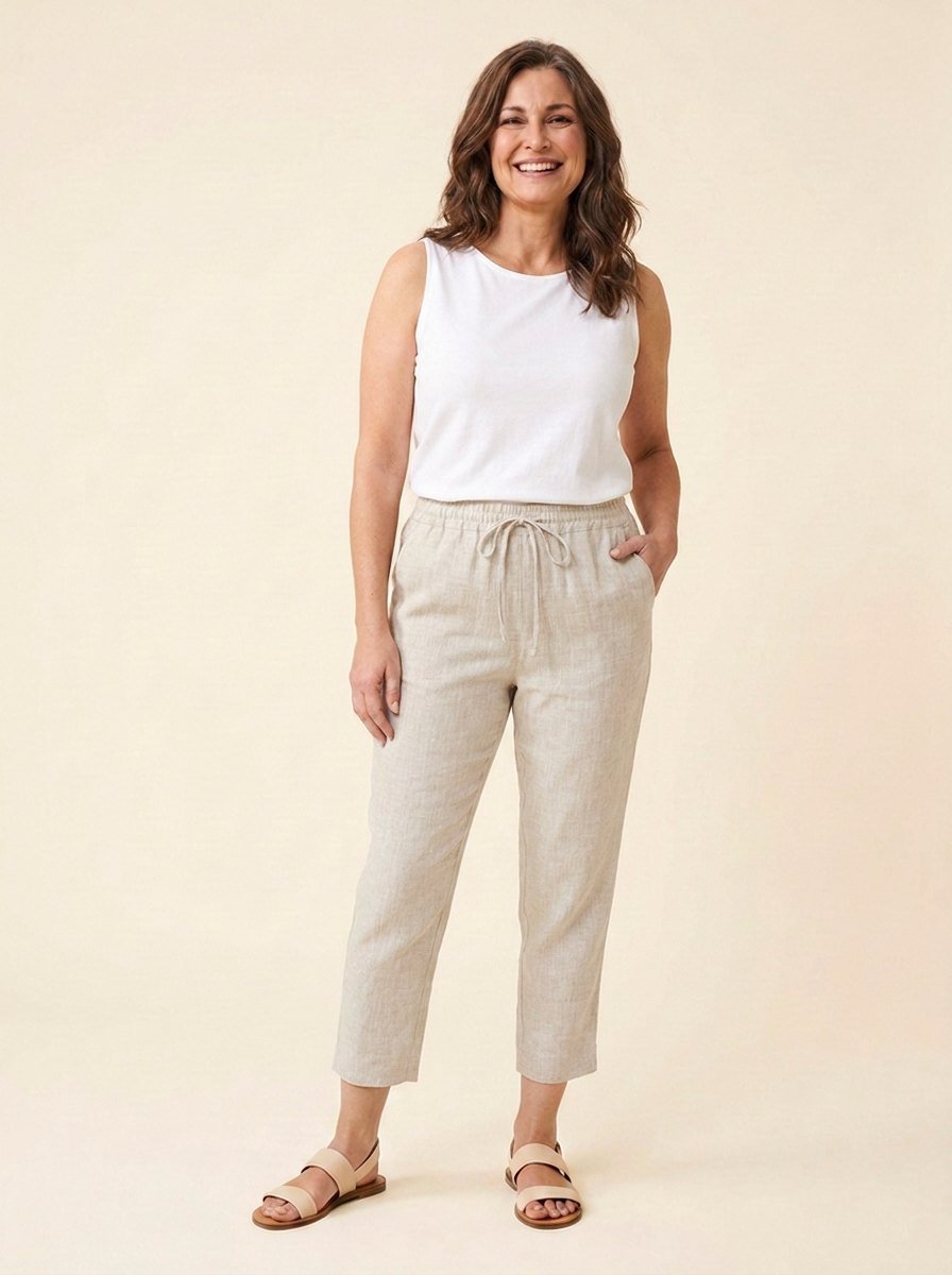Dazzle Linen Pants | Relaxed Fit, White Linen Trousers for Women 0